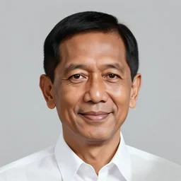 photo of president joko widodo with simple smile and clean shaved, paint detailed digital artstation, portrait, hd 4 k, greg rutkowski
