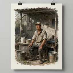 asset sheet, material study ( caricature ) shopkeeper ( realistic surreal style ) foreboding