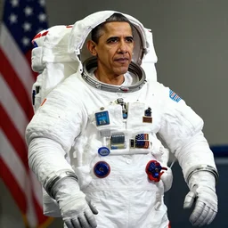 beautiful photo of barrack obama in spacesuit