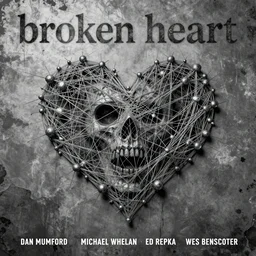 broken heart - string, metal album cover, by dan mumford, by michael whelan, by ed repka, by wes benscoter, weird