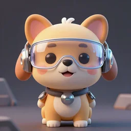 Futuristic dog ,cute , with futuristic glasses, mega highly detailed , Cartoon