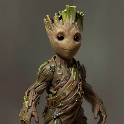 Groot wearing Jedi robes, digital painting
