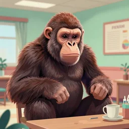 an elderly ape monster in a retirement home, colorful, digital art, fantasy, magic, trending on artstation, ultra detailed, professional illustration by basil gogos