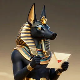 the god anubis got a love letter, egypt, pride, trending on Artstation