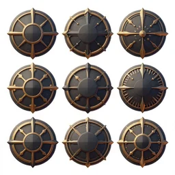 game asset sheet, 2 d sprite, goth themed round items material study high detail 4 k art deco style