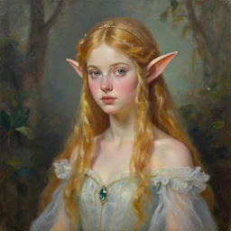 a beautiful elf princess, oil painting, by Fernanda Suarez