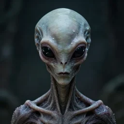 a creepy portrait photo of an alienoid, very sharp and detailed photo, cinematic, award winning, masterpiece