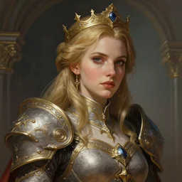 portrait of imogen poots as a paladin by boell oyino, deep focus, intricate, elegant, regal, highly detailed, digital painting, artstation, concept art, matte, sharp focus, illustration, gloomhaven, fantasy, hearthstone, art by artgerm and greg rutkowski and alphonse mucha