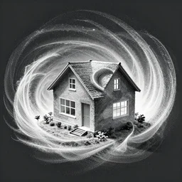 house inspired by artistic data art, driven data, generative, particle waves, spirals