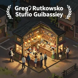 isometric view of the busytown bakery, soft warm lighting, by greg rutkowski and stufio ghibli
