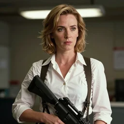 emma thompson as an stb agent, metal gear 2, 1 9 9 0, movie still