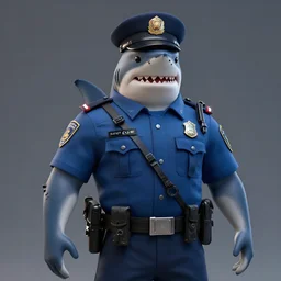 humanoid shark police officer, octane render, 8 k resolution