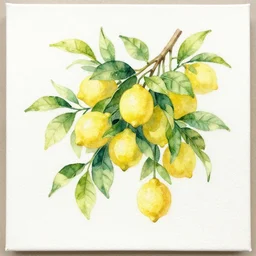 A beautiful lemon tree, trending on artstation, water color on canvas