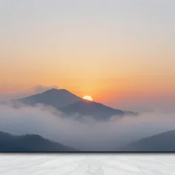 foggy 🏔, maximalist painting, sunset, white marble