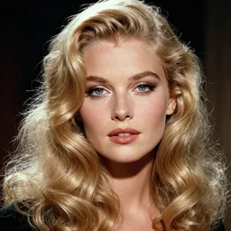 stunning award - winning portrait by peter lindbergh of a beautiful young feminine blonde woman with delicate features. vintage hollywood glamour. long shiny wavy glam hair. long curly hair. glam makeup. vogue. fashion photography. sharp focus. canon 5 0 mm.