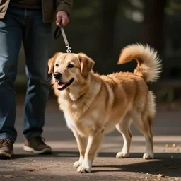 dog walking a man on a leash