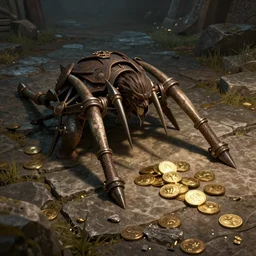 trap, stone floor, gold coin, dnd fantasy digital art, high detail, realistic