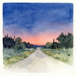 a messy watercolor of day turning into night