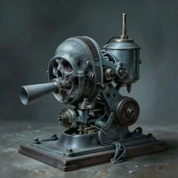 airbrushed airless necrotizing machine by wayne d barlowe, donato giancola, geof darrow, alex ross, basil gogos, philippe druillet, fine art masterpiece baked at 3 0 0 f, matte painting, cold lighting, aged with sunlight, award winning horror, photorealistic render, cinematic