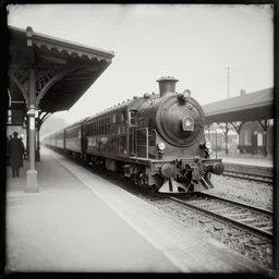 daguerreotype of train leaving station