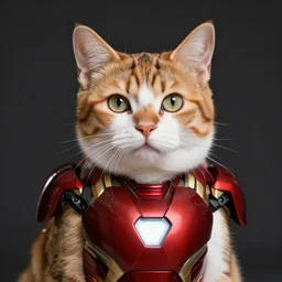 a calico cat as iron man, digital art, high quality, photorealistic