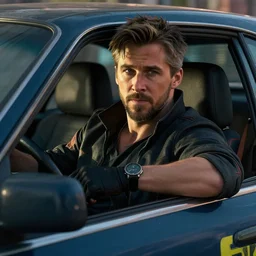 ryan gosling in the game cyberpunk 2 0 7 7 as a getaway driver
