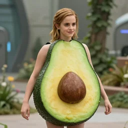 film still of emma watson in an avocado!!! costume in the new scifi movie, 4 k