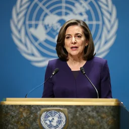 Sheryl Sandberg speaking to the UN General Assembly, AP News