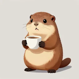 a stoat holding a cup of coffee, a digital painting, tumblr contest winner, furry art, commission for a weasel furry