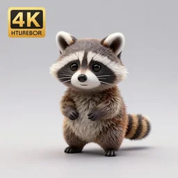 80mm resin detailed miniature of cute fluffy raccoon, Product Introduction Photos, 4K, Full body, simple background