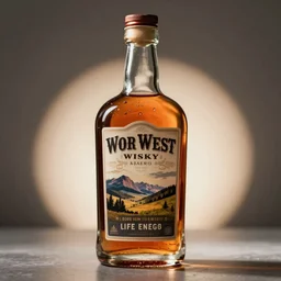 old west whiskey bottle contains whiskey is made from life energy