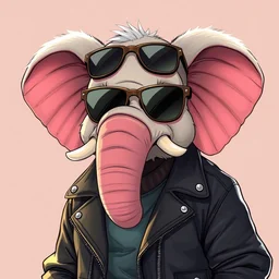 an anthropomorphic elephant wearing sunglasses and a leather jacket, by kawacy, trending on pixiv, anime, furry art, trending on furaffinity