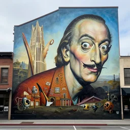 downtown asheville painted by salvador dali, highly detailed, insanely intricate, award winning art, trending on artstation