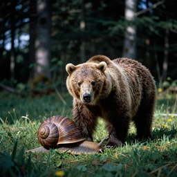 a photo of a snail grizzly bear in its natural habitat, kodak ektachrome e 1 0 0 photography