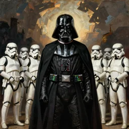 orientalist painting of darth vader and storm troopers by jean - leon gerome and otto pilny and adrien henri tanoux