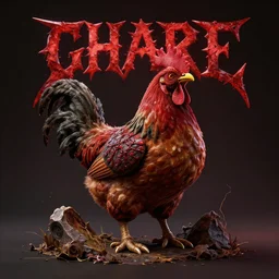 chicken death metal album cover 3 d render high detail ultra quality