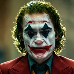 portrait of joaquin phoenix joker, high detail, back light, frown,
