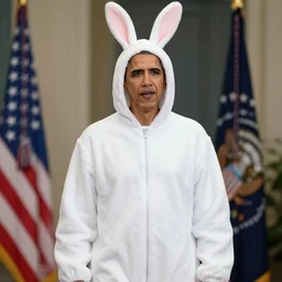 barack obama wearing a bunny suit.