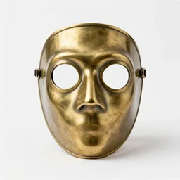 brass plague doctor mask, professional product shot, isolated on a pure white background, centered, entire object in frame, sharp focus, soft studio lighting