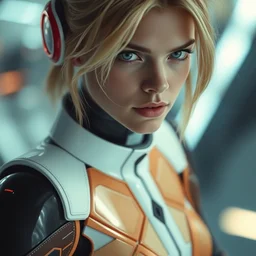 cara delevingne as samus aran, cinematic shot, kodak, hyperrealism, futurism 4 k - n 4