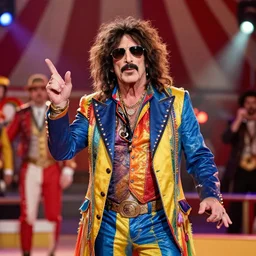 frank zappa as a colorful circus ringleader at the circus