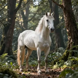 a unicorn in a magical forest. photorealistic. hyper detailed. beautiful. volumetric light. ambient light and shadows.