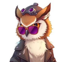 an anthropomorphic owl wearing mechanical sunglasses and a leather jacket and a fantasy mechanical hat, by kawacy, trending on pixiv, anime, furry art, trending on furaffinity