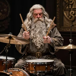 Gandalf playing every instrument in a funk band