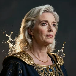Portrait of Marine le Pen as emperor of France ,  amazing splashscreen artwork, splash art, head slightly tilted, natural light, elegant, intricate, fantasy, atmospheric lighting, cinematic, matte painting, by Greg rutkowski