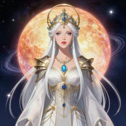 a paranormal romance portrait of the powerful empress of the solar system in the style of anna dittmann and in the style of kim jung gi. glowing, ornate and intricate linework, stunning, dynamic lighting, ultrafine and hyperdetailed.