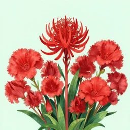beautiful red flower that stands out from the cluster of flowers, illustration, by akihito yoshida! n 4