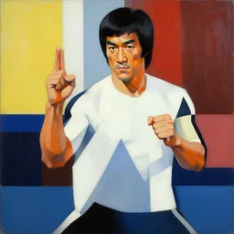 a bauhaus style painting of bruce lee