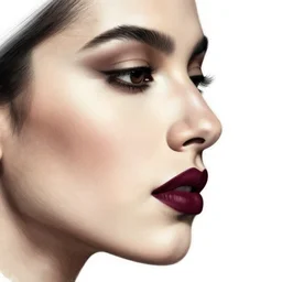 a beautiful mexican woman's face in profile, maroon lips, white background, dynamic, ultra detailed, 4 k, illustration, by kehinde wiley, kadir nelson, john william waterhouse