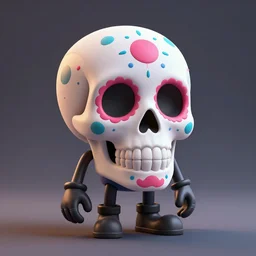 sugar skull, toon aesthetic, stylized character, 3 d render, trending on artstation, hd quality, dramatic light, octane